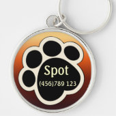 Pawprint Tan & Red Dog ID Label Sleutelhanger (Voorkant)