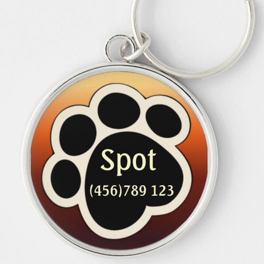 Pawprint Tan & Red Dog ID Label Sleutelhanger (Voorkant)