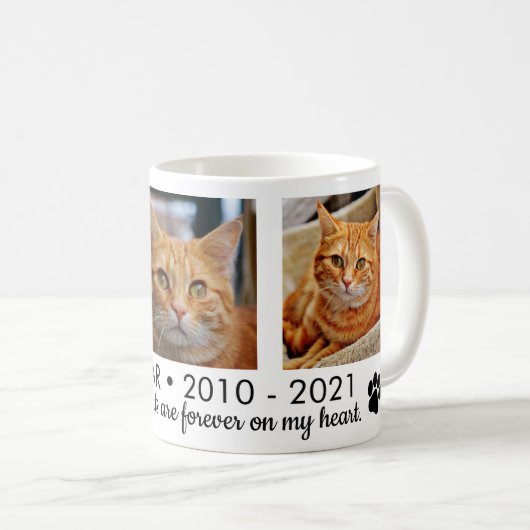 Pawprints Cat Memorial Photo Coffee Mok (Voorkant rechts)