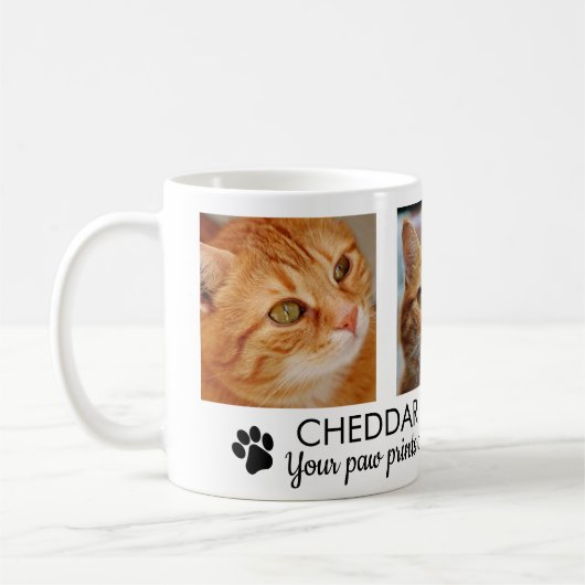 Pawprints Cat Memorial Photo Coffee Mok (Links)