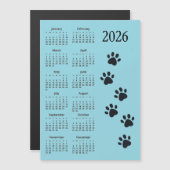 Pawprints Design 2026 Calendar Magnetic Card (Voorkant / Achterkant)