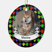 Pawprints Gepersonaliseerde fotoronde versiering Keramisch Ornament (Links)