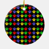 Pawprints Gepersonaliseerde fotoronde versiering Keramisch Ornament (Achterkant)