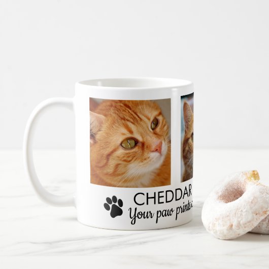 Pawprints Kat Herdenkingsfoto Koffiemok (Met donut)