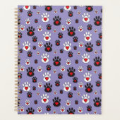 Pawprints met rode harten op blauw planner (Voorkant)