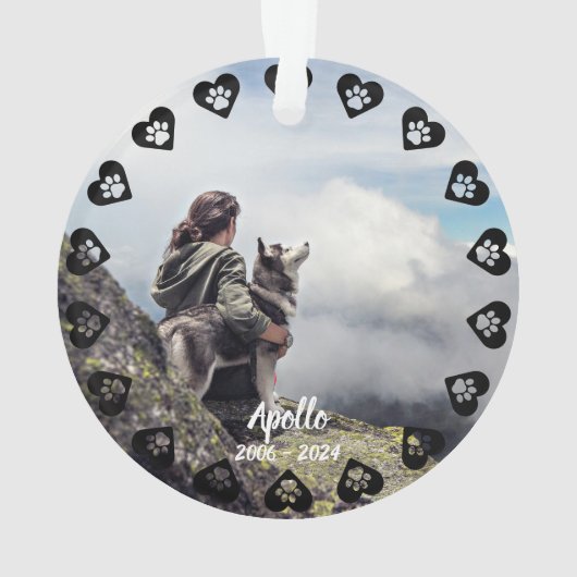 Pawprints of Love  foto Pet Memorial Ornament (achterkant)