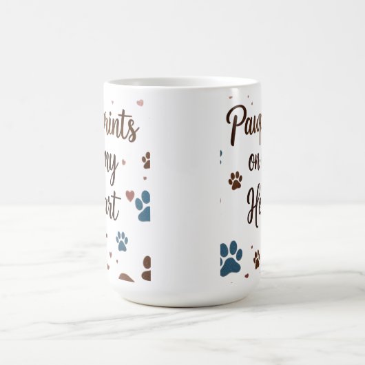 Pawprints op mijn hart 15 oz Mok (Center)