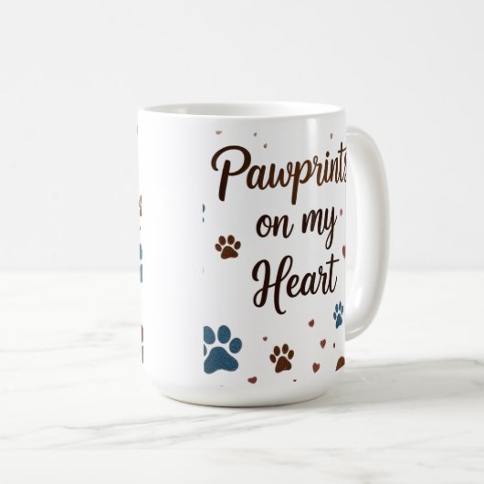 Pawprints op mijn hart 15 oz Mok (Voorkant rechts)