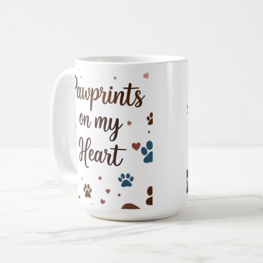 Pawprints op mijn hart 15 oz Mok (Voorkant links)