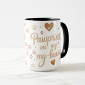 Pawprints op mijn hart – Blush Pink & Roos Gold Mok (Voorkant rechts)