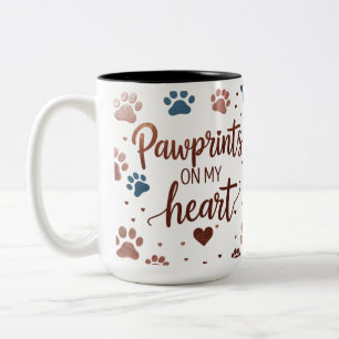 Pawprints op mijn hart – Multicolor Paw Print Tweekleurige Koffiemok