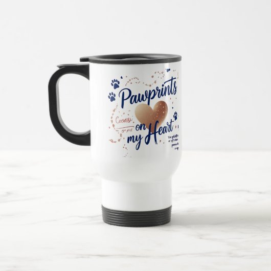 Pawprints op mijn hart - Pet Lover Travel Mug Reisbeker (Links)