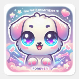 Pawprints op mijn hart puppy Schattige Pet Lover D Vierkante Sticker