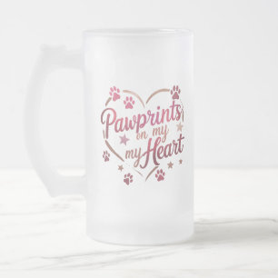 Pawprints op mijn hart - Roos roze Frosted Mok 16o