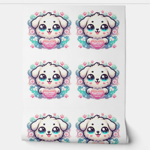 Pawprints op mijn hart, voor altijd kawaii puppy behang