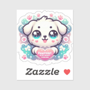 Pawprints op mijn hart, voor altijd kawaii puppy v sticker