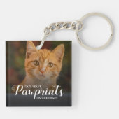 Pawprints op onze harten Pet Memorial Cat 2 Foto Sleutelhanger (Achterkant)
