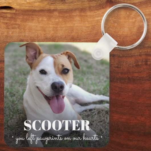 Pawprints op onze hoofdfoto van Dog Memorial Sleutelhanger (Achterkant)