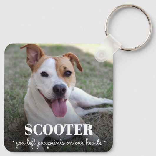 Pawprints op onze hoofdfoto van Dog Memorial Sleutelhanger (Achterkant)