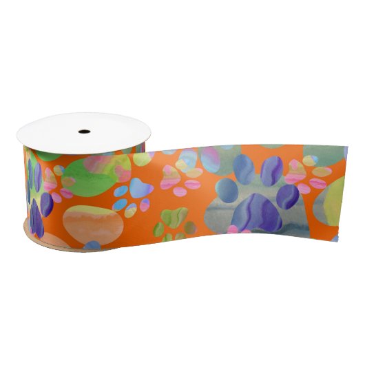 Pawprints Overwaar Satijnen Lint (Spoel)