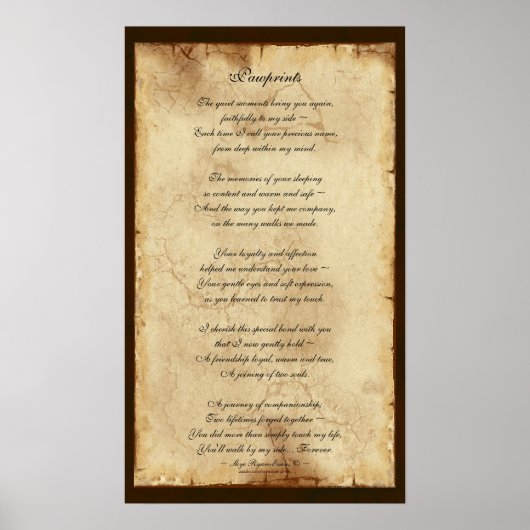 "Pawprints" Poster "Pet Memorial Poetry (Voorkant)