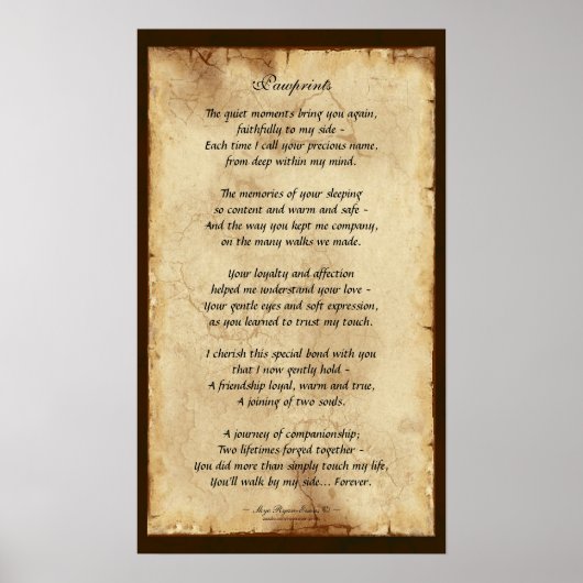 "Pawprints" Poster "Pet Memorial Poetry (Voorkant)