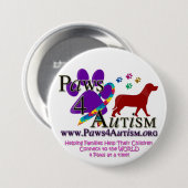 Paws 4 Autsim Ronde Button 7,6 Cm (Voorkant /achterkant)