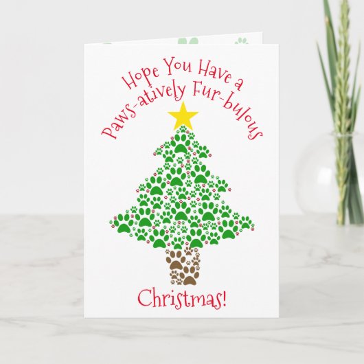 Paws-actief Fur-bulous Kerst Schattigee Pet Lovers Feestdagen Kaart (Voorkant)