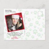 Paws-actief Fur-bulous Kerstmis Paw Prints Foto Feestdagenkaart (Achterkant)