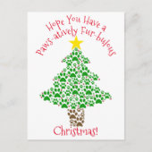 Paws-actief Fur-bulous Kerstmis Paw Prints Foto Feestdagenkaart (Voorkant)