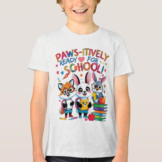 Paws-actief klaar voor school! Tri-Blend shirt (Voorkant)