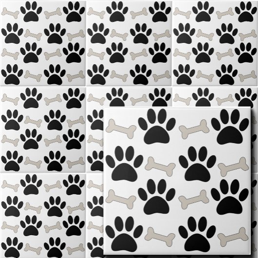 Paws And Bones Seamless Pattern Custom  Tegeltje