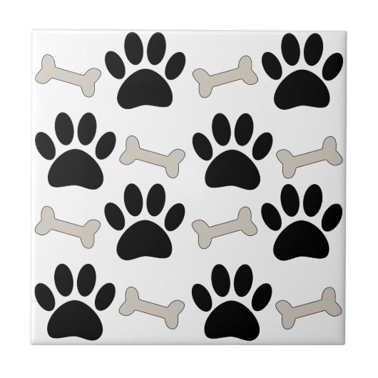 Paws And Bones Seamless Pattern Custom  Tegeltje (Voorkant)