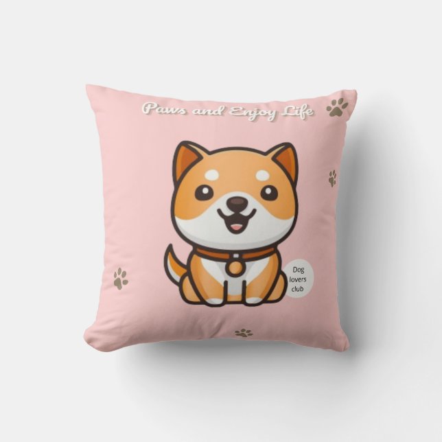 Paws and Enjoy Life Shiba Pillow Kussen (Voorkant)