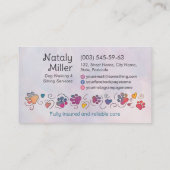 Paws and Heats - handgetekende lijnkunst & waterve Visitekaartje (Achterkant)