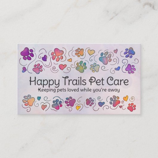 Paws and Heats - handgetekende lijnkunst & waterve Visitekaartje (Voorkant)