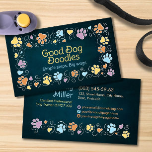 Paws and Heats - handgetekende lijnkunst & waterve Visitekaartje