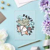 Paws and Play – Adorable Cat Illustration Acryl Uitnodigingen (Insitu (Huwelijk))