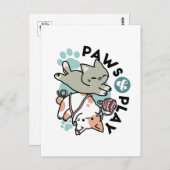 Paws and Play – Adorable Cat Illustration Briefkaart (Voorkant / Achterkant)
