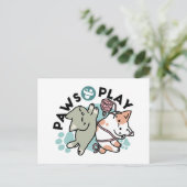 Paws and Play – Adorable Cat Illustration Feestdagenkaart (Staand voorkant)