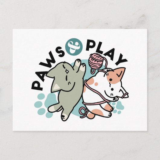 Paws and Play – Adorable Cat Illustration Feestdagenkaart (Voorkant)