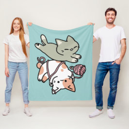 Paws and Play – Adorable Cat Illustration Fleece Deken