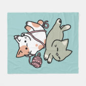 Paws and Play – Adorable Cat Illustration Fleece Deken (Voorkant (Horizontaal))