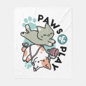 Paws and Play – Adorable Cat Illustration Fleece Deken (Voorkant)