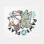 Paws and Play – Adorable Cat Illustration Fleece Deken (Voorkant (Horizontaal))