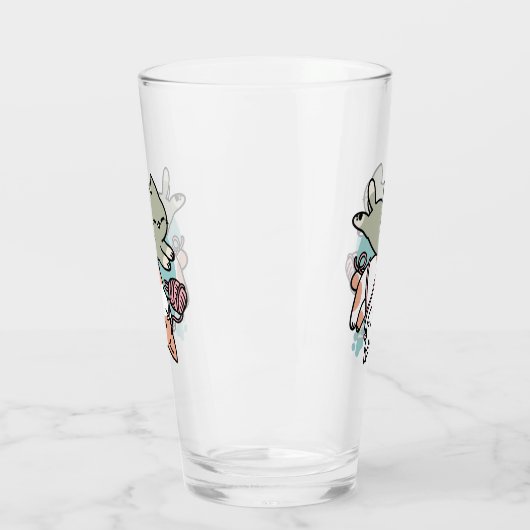 Paws and Play – Adorable Cat Illustration Glas (Links)