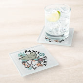 Paws and Play – Adorable Cat Illustration Glazen Onderzetter (Schuin)