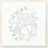 Paws and Play – Adorable Cat Illustration Glazen Onderzetter (Achterkant)
