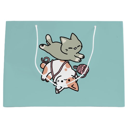 Paws and Play – Adorable Cat Illustration Groot Cadeauzakje (Voorkant)