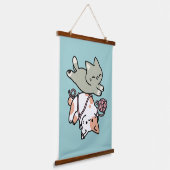 Paws and Play – Adorable Cat Illustration Hangend Wandkleed (Gebogen)